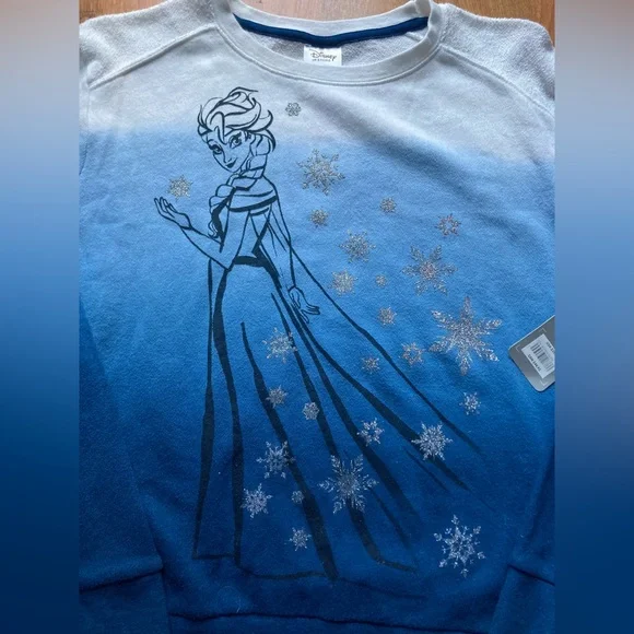 Disney Store Disney Frozen Princess Elsa Sweatshirt White & Blues NWT Sz Medium - Picture 2 of 10